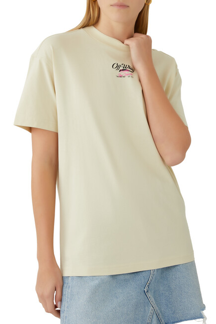 Embroidered Surf & Script Casual T-Shirt